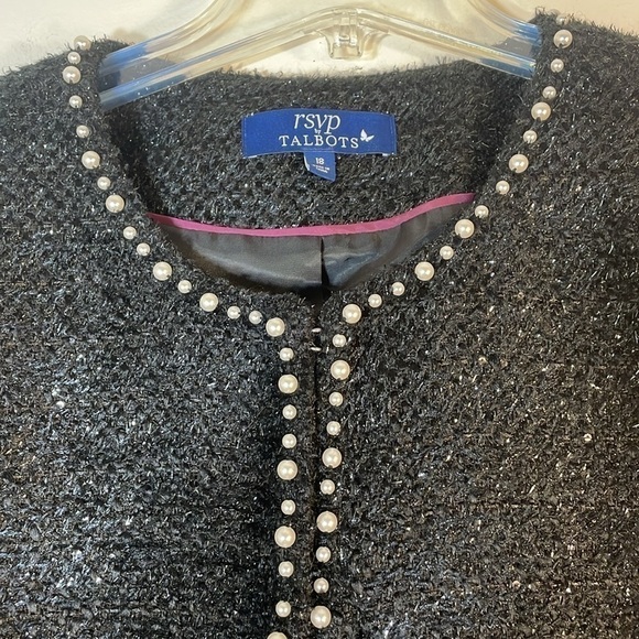 NWOT. RSVP by Talbots 18 Wool Blend Shimmer Boucle Tweed Jacket with Pearl Trim. - Picture 5 of 13
